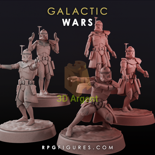 Gen 1 Officer Clone Team - Star Wars Legion Scale 3D Printed Resin Miniatures