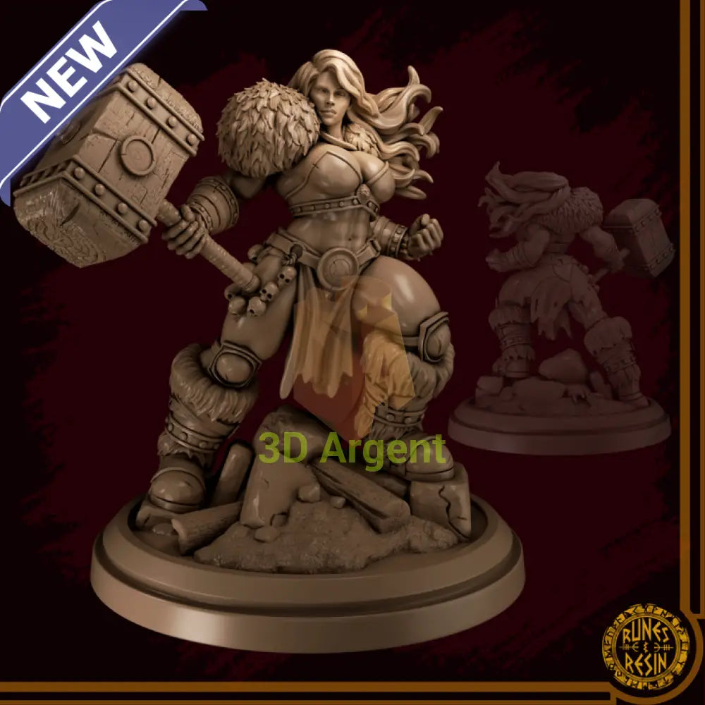 Gloria Bjorn - Giant Problems - Runes & Resin 75mm Fantasy Miniature - Toys & Games:Wargames &