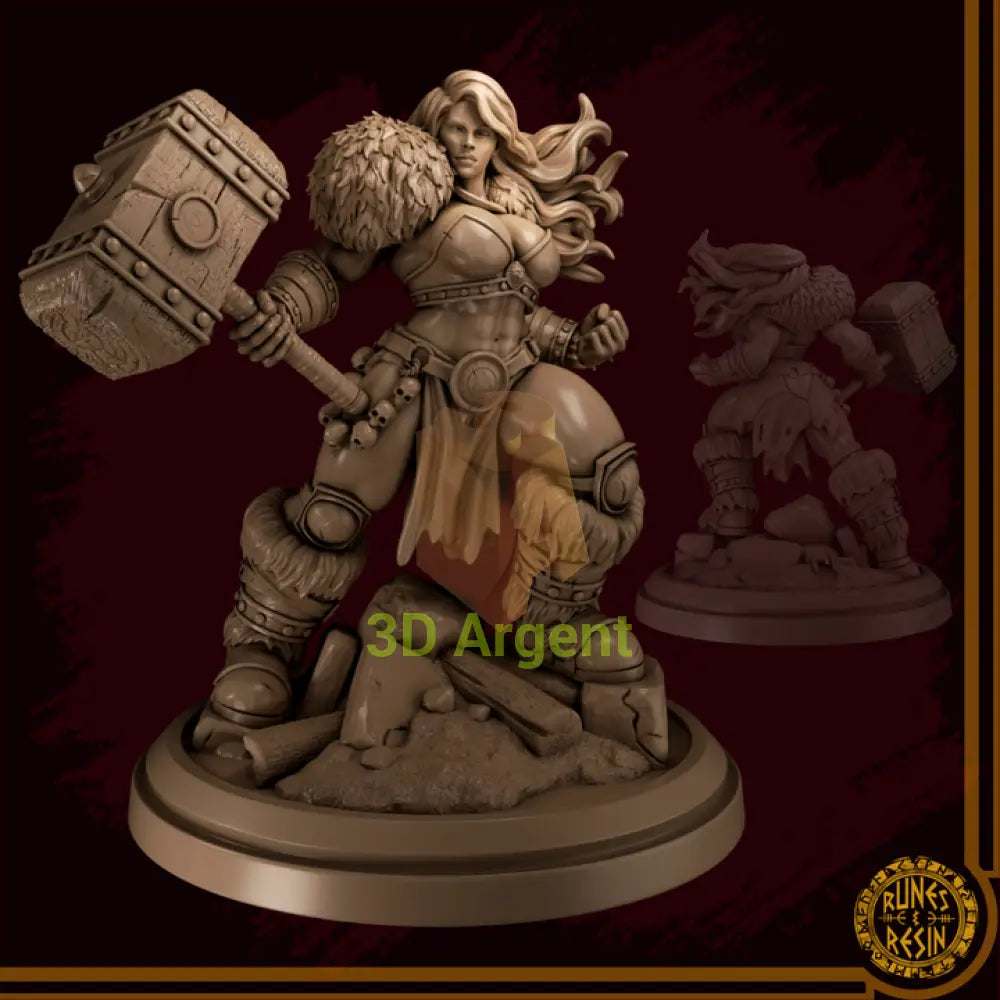 Gloria Bjorn - Giant Problems - Runes & Resin 75mm Fantasy Miniature - Toys & Games:Wargames &
