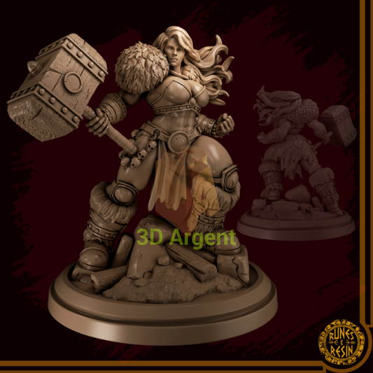 Gloria Bjorn - Giant Problems - Runes & Resin 75mm Fantasy Miniature - Toys & Games:Wargames &