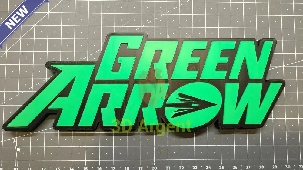 Green Arrow Logo Sign Stand 3D Printed Multi Colour DC Display Decor Video Games & Consoles:Video Game Merchandise