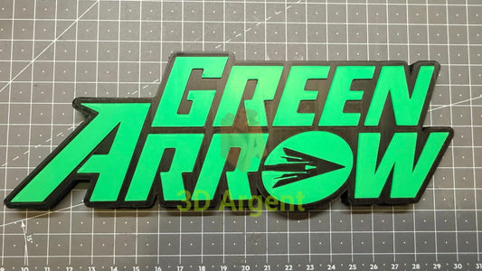 Green Arrow Logo Sign Stand 3D Printed Multi Colour DC Display Decor Video Games & Consoles:Video Game Merchandise