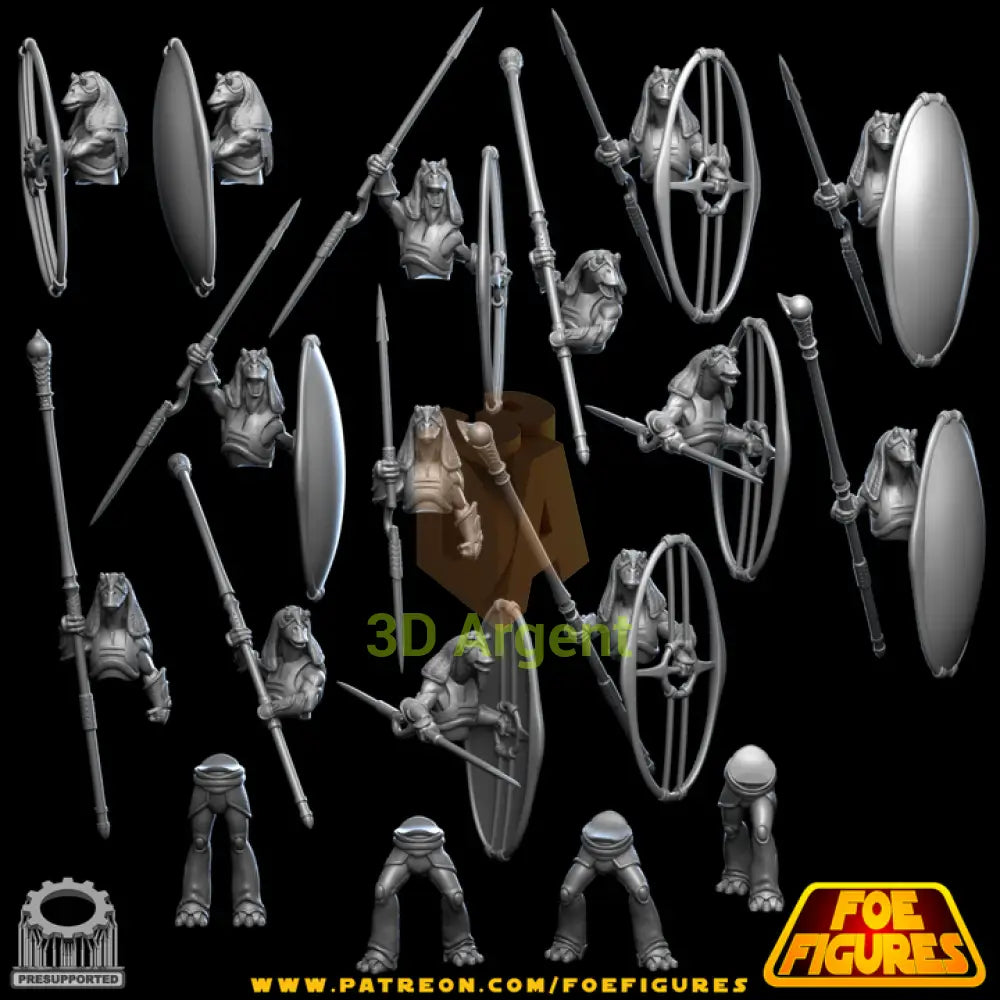 Gungan Infantry Army - modular parts split view