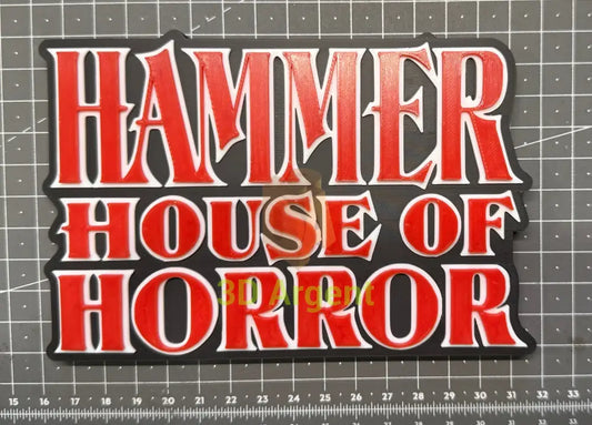 Hammer House of Horror Logo Sign – 3D Printed Multi-Colour Display Stand for Collectors Video Games & Consoles:Video