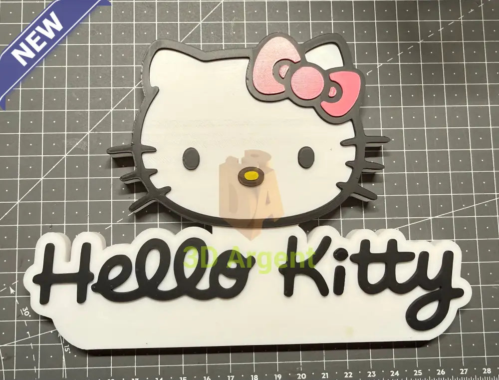 Hello Kitty Logo Sign Stand | 3D Printed Multi-Colour Cute Display Films & TV:Film Memorabilia: