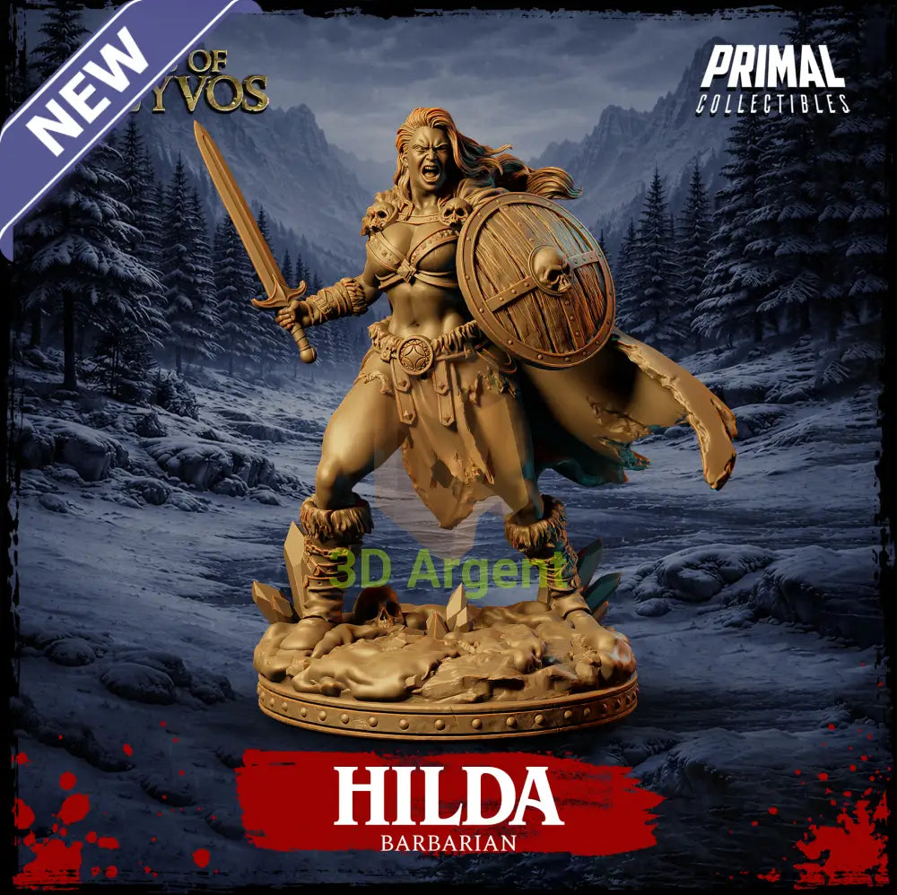 Hilda the Barbarian - Tales of Kreyvos - D&D Resin Miniature - Toys & Games:Wargames &
