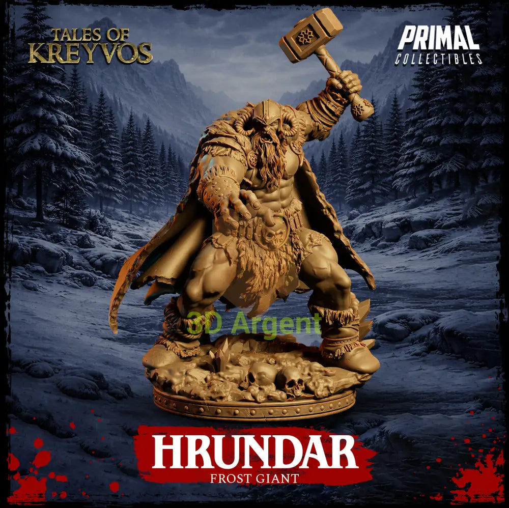 Hrundar the Frost Giant - Tales of Kreyvos - D&D Resin Miniature - Toys & Games:Wargames &