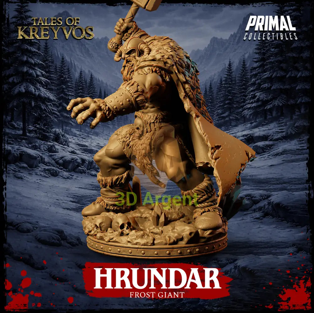 Hrundar the Frost Giant - Tales of Kreyvos - D&D Resin Miniature - Toys & Games:Wargames &