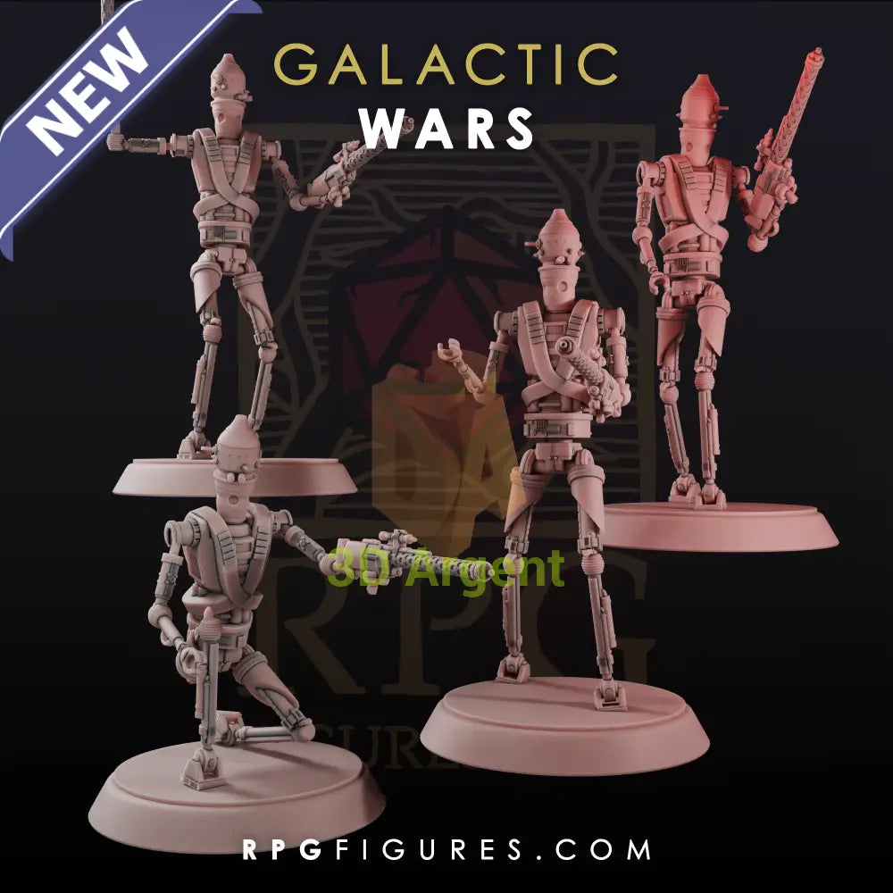 IG-88 Hunter Droids 4 Poses - Star Wars Legion Scale 3D Printed Resin Miniatures