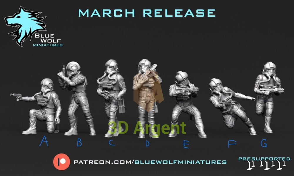 Imperial Tie Pilots Star Wars Legion 3D Printed Resin BlueWolf Miniatures All 7 Versions Toys & Games:Wargames &