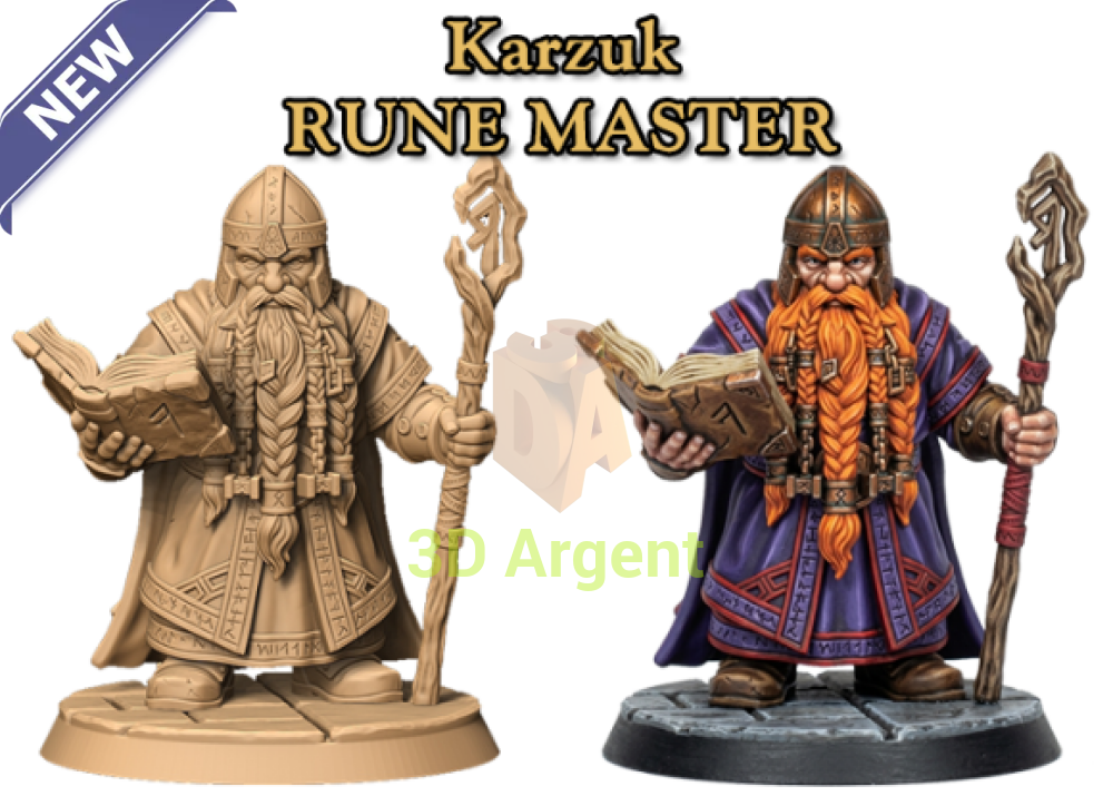 Karzuk Rune Master – Dwarf Fantasy Resin Miniature - Resin Miniature