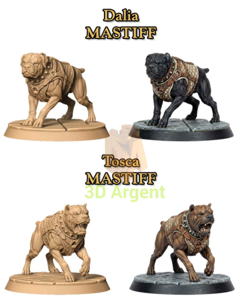 Kilif Mastiff Trainer and 2 dogs – Dwarf Fantasy Resin Miniature Dwarves Kingdom - Resin Miniature