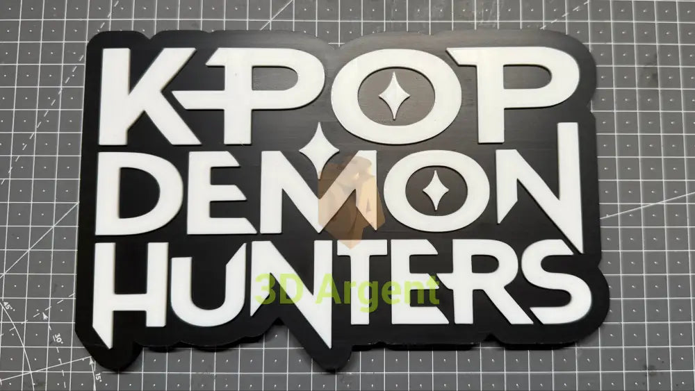 KPOP Demon Hunters Huntrix Logo Sign Stand | 3D Printed Multi Colour Display KPOP Demon Hunters Books Comics &