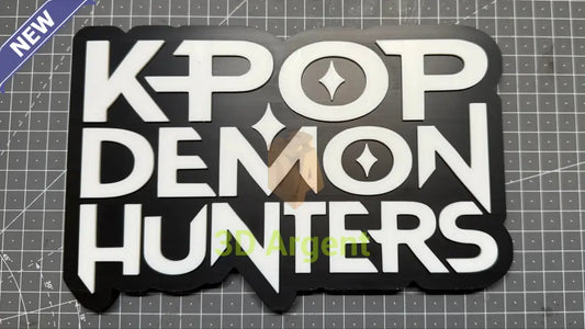 KPOP Demon Hunters Huntrix Logo Sign Stand | 3D Printed Multi Colour Display KPOP Demon Hunters Books Comics &