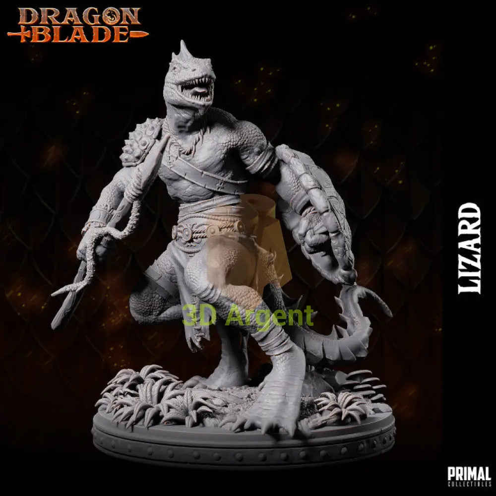 Lizardmen Lance and Shield – Dragonblade – Primal Collectibles Resin - Toys & Games:Wargames &