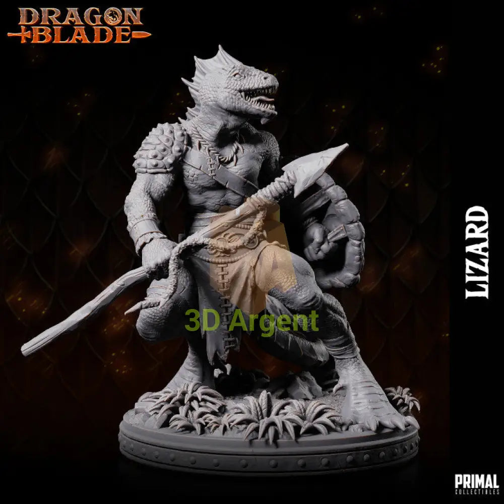 Lizardmen Lance and Shield – Dragonblade – Primal Collectibles Resin - Toys & Games:Wargames &