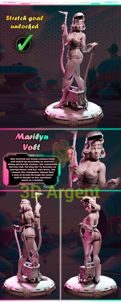 Marilyn Volt – Ladies of Nuke City – Gilmorestudio 3D Printed Resin Miniature