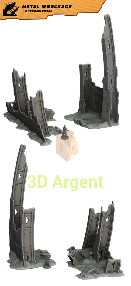 Metal Wreckage Terrain Set – 2 sets | 28mm–32mm Sci-Fi Legion Miniature Scenery Toys & Games:Wargames &