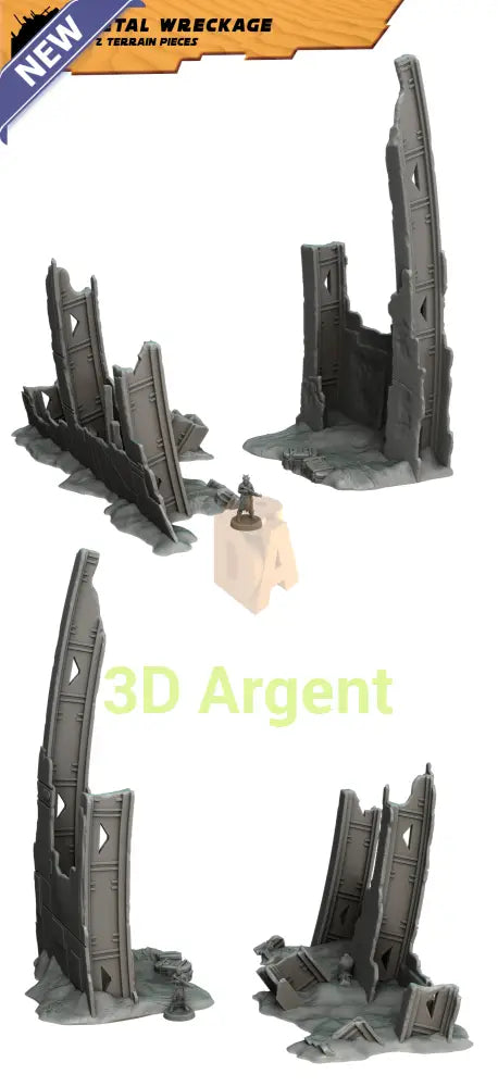 Metal Wreckage Terrain Set – 2 sets | 28mm–32mm Sci-Fi Legion Miniature Scenery Toys & Games:Wargames &