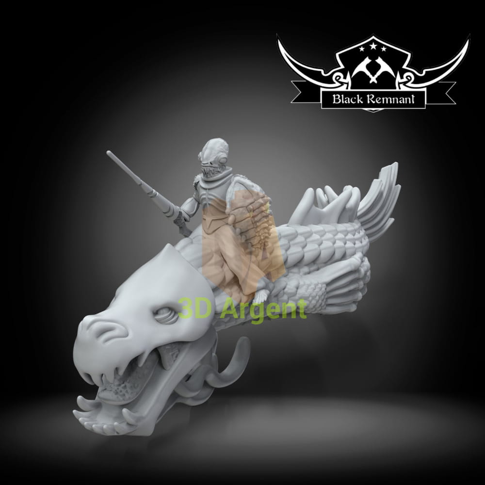 Mon Calamari knight on Keelkana | Star Wars Legion Scale | 3D Printed Resin Miniature | Black Remnant Miniatures | 12K