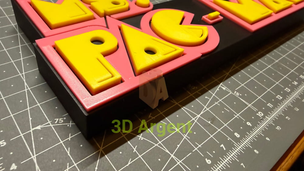 Ms Pac-Man Logo Sign Stand 3D Printed Multi Colour Retro Arcade Display Decor Video Games & Consoles:Video Game