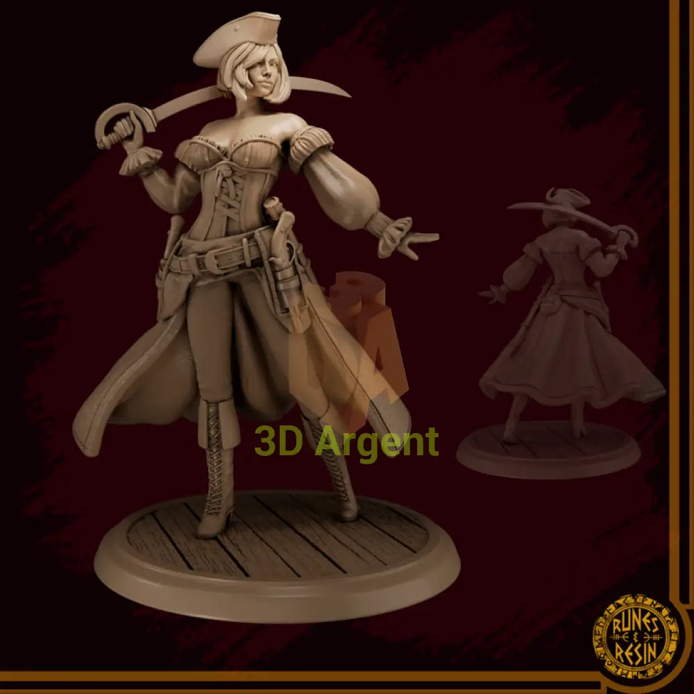 Nica Rowin - Pirate of the Ridiculous Resin Sea - Runes & Resin Miniature - Toys & Games:Wargames &