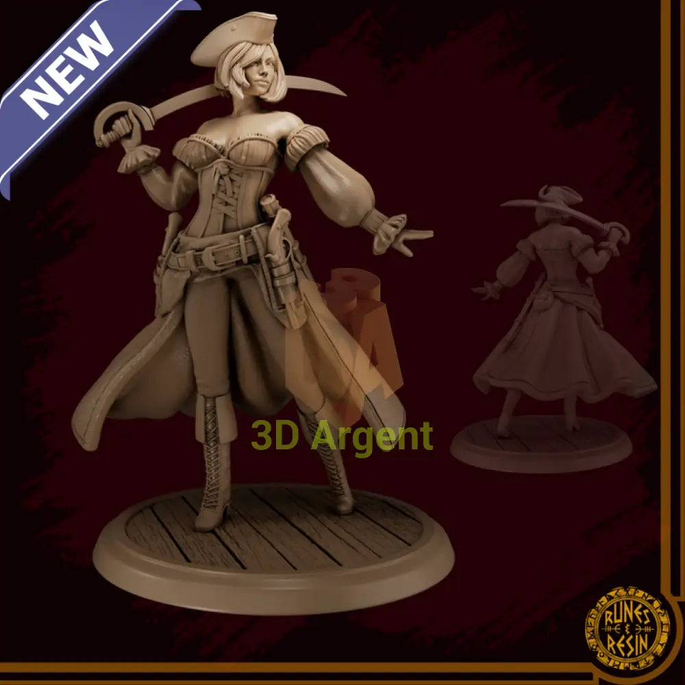 Nica Rowin - Pirate of the Ridiculous Resin Sea - Runes & Resin Miniature - Toys & Games:Wargames &