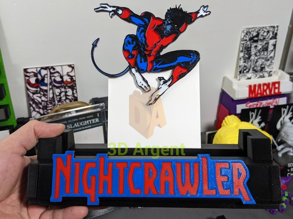 Nightcrawler X-Men CGC Slabstand – 3D Printed Multi-Colour LED-Friendly Graded Comic Book Display Stand – in hand