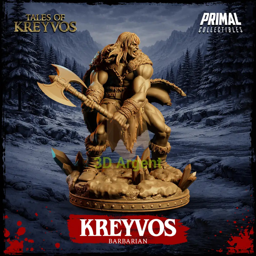 Northman Kreyvos - Tales of Kreyvos - Barbarian D&D Resin Miniature - Toys & Games:Wargames &