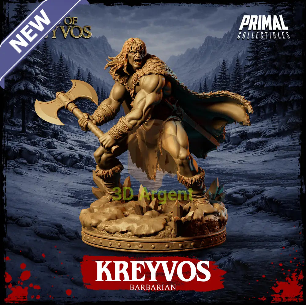 Northman Kreyvos - Tales of Kreyvos - Barbarian D&D Resin Miniature - Toys & Games:Wargames &