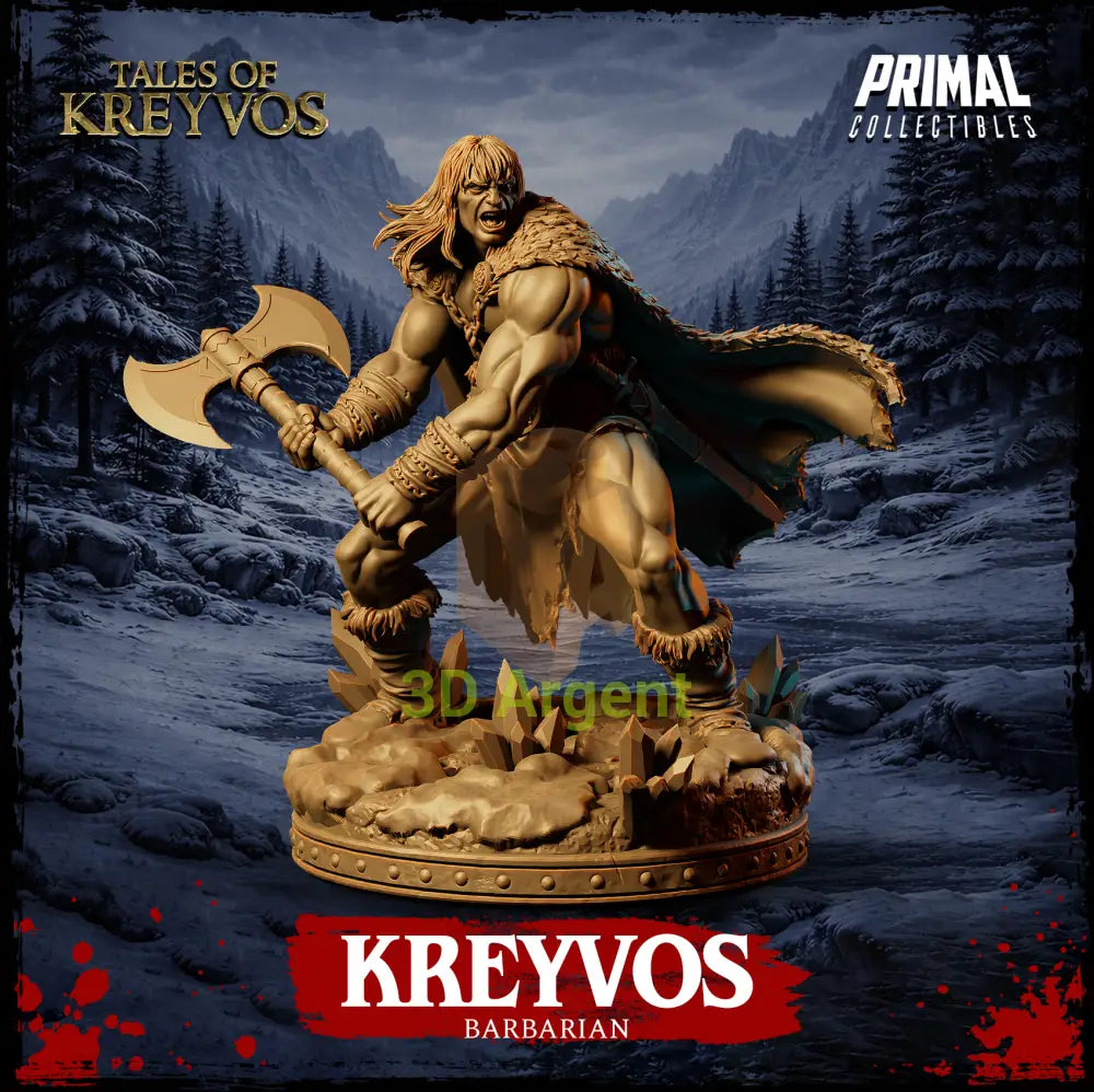 Northman Kreyvos - Tales of Kreyvos - Barbarian D&D Resin Miniature - Toys & Games:Wargames &