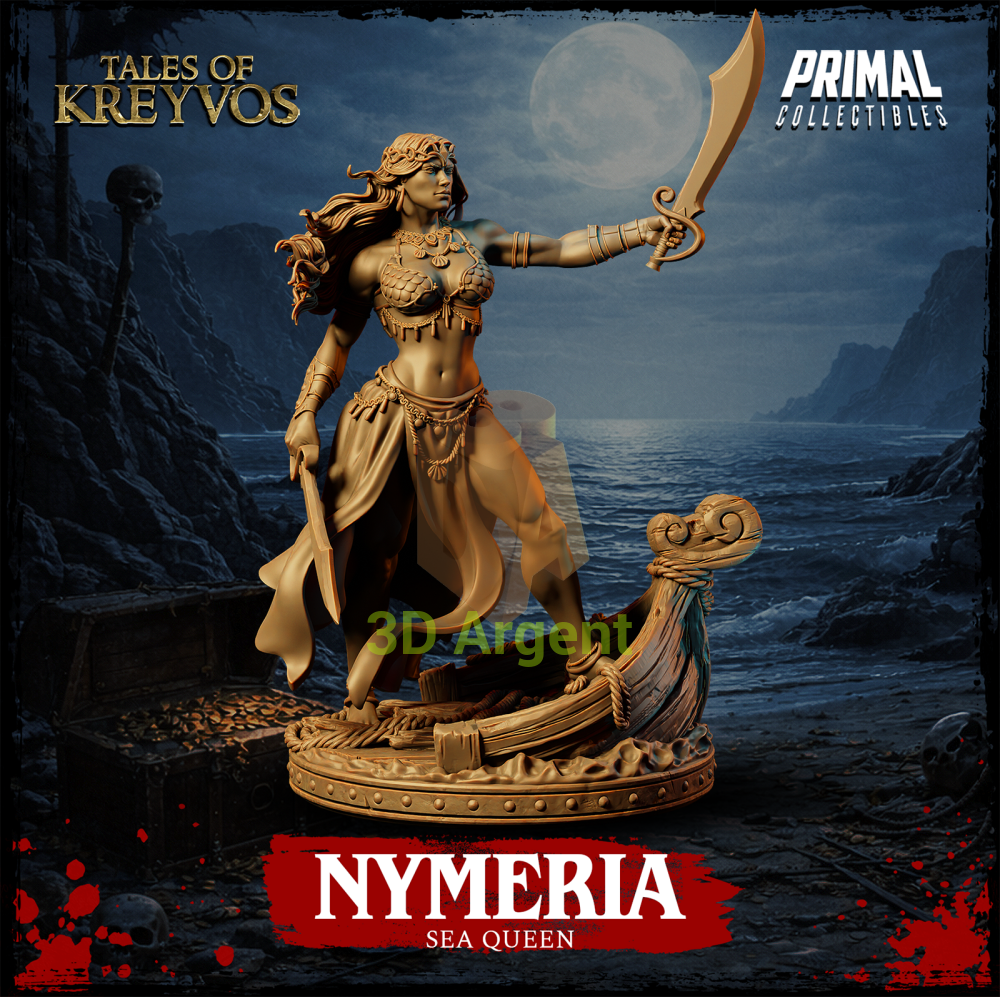 Nymeria the Sea Queen resin miniature — side view showing pose and base detail