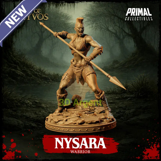 Nysara the Warrior - Tales of Kreyvos - D&D Resin Miniature - Toys & Games:Wargames &