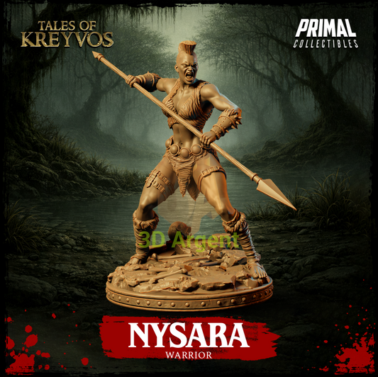 Nysara the Warrior - Tales of Kreyvos - D&D Resin Miniature - Toys & Games:Wargames &