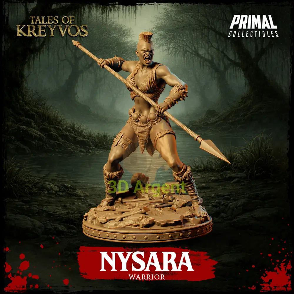 Nysara the Warrior - Tales of Kreyvos - D&D Resin Miniature - Toys & Games:Wargames &