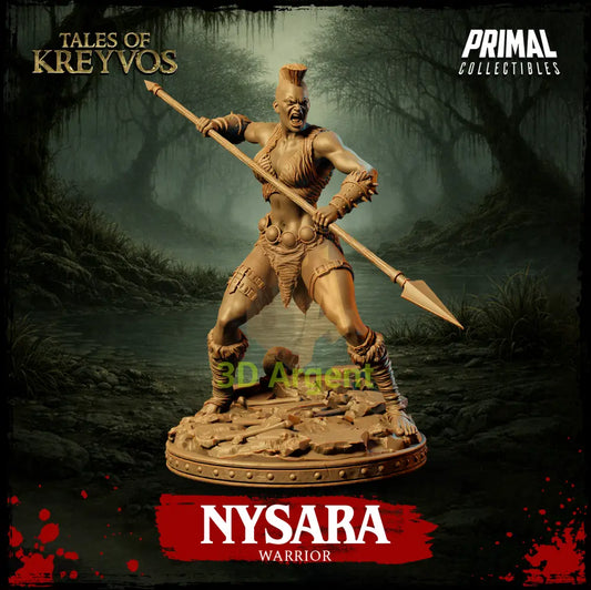 Nysara the Warrior - Tales of Kreyvos - D&D Resin Miniature - Toys & Games:Wargames &