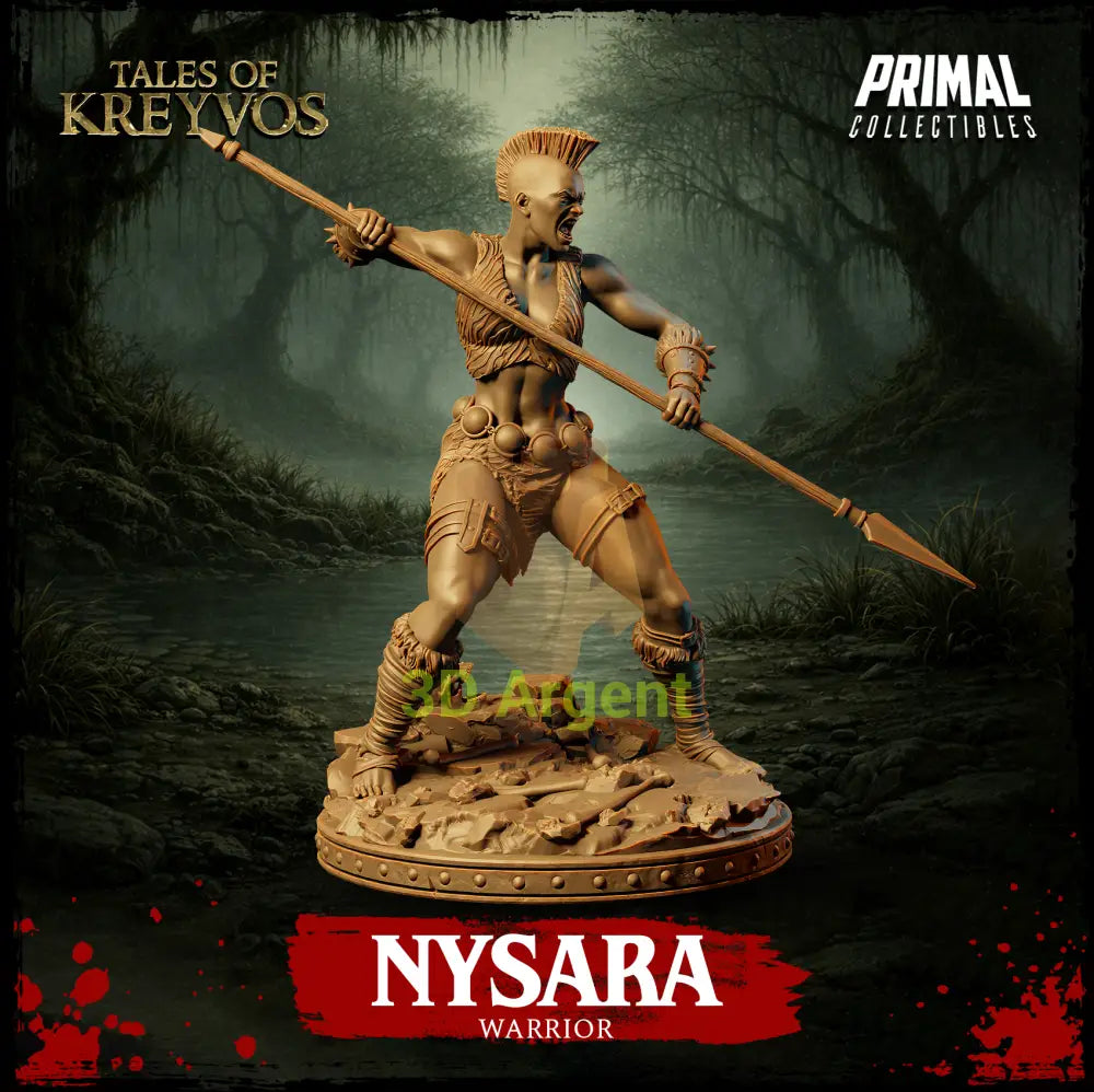 Nysara the Warrior - Tales of Kreyvos - D&D Resin Miniature - Toys & Games:Wargames &