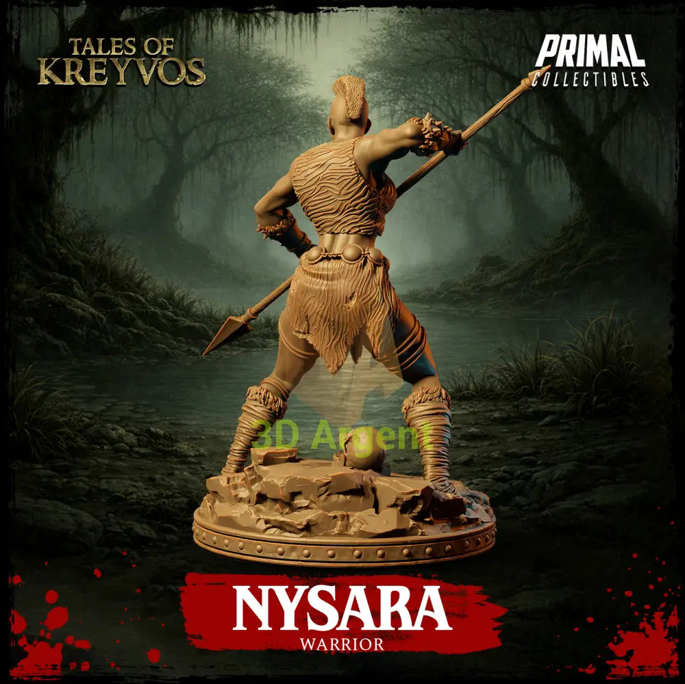 Nysara the Warrior - Tales of Kreyvos - D&D Resin Miniature - Toys & Games:Wargames &