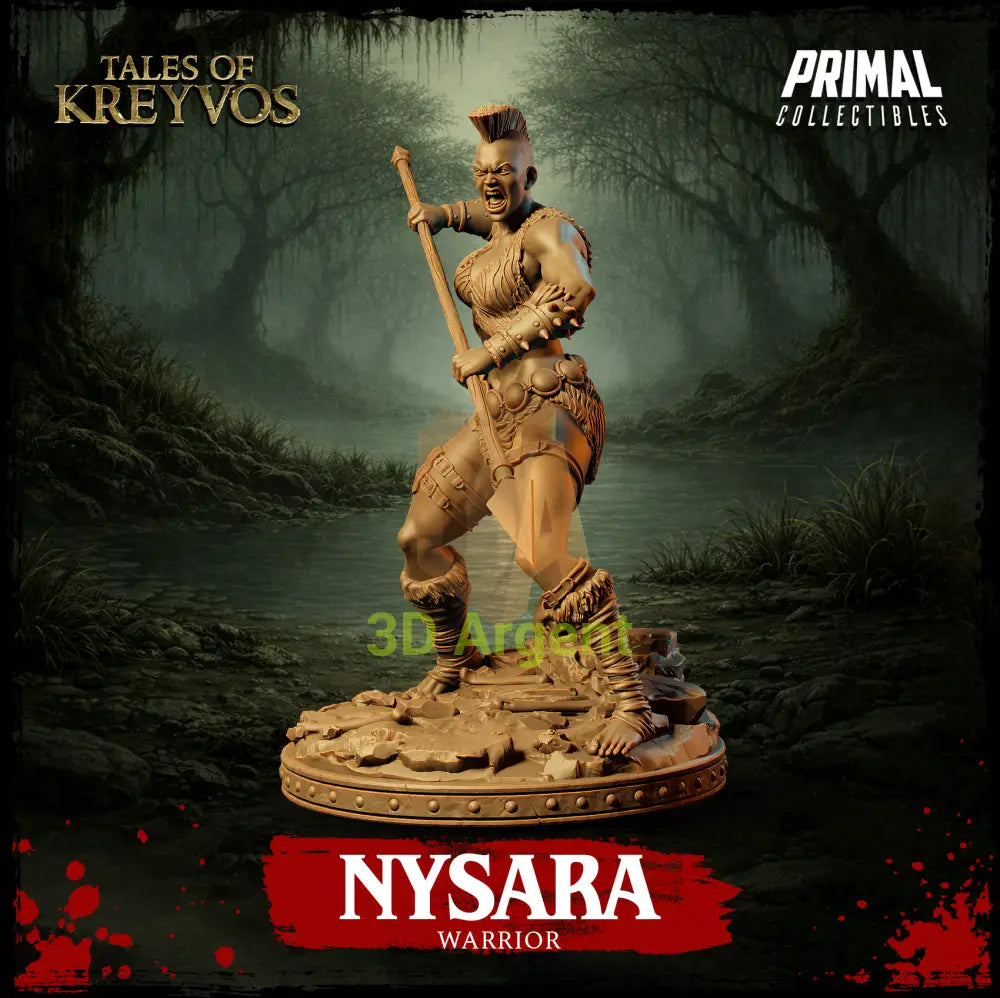 Nysara the Warrior - Tales of Kreyvos - D&D Resin Miniature - Toys & Games:Wargames &