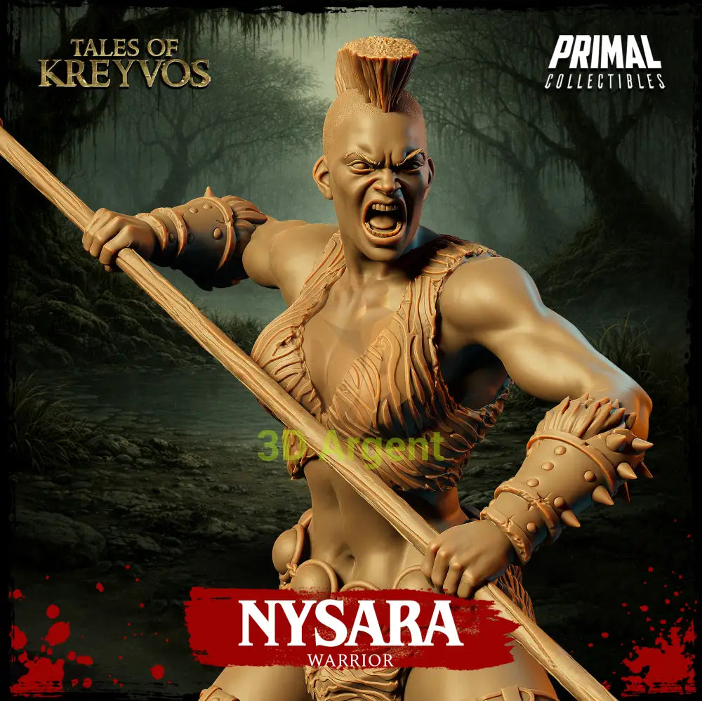 Nysara the Warrior - Tales of Kreyvos - D&D Resin Miniature - Toys & Games:Wargames &