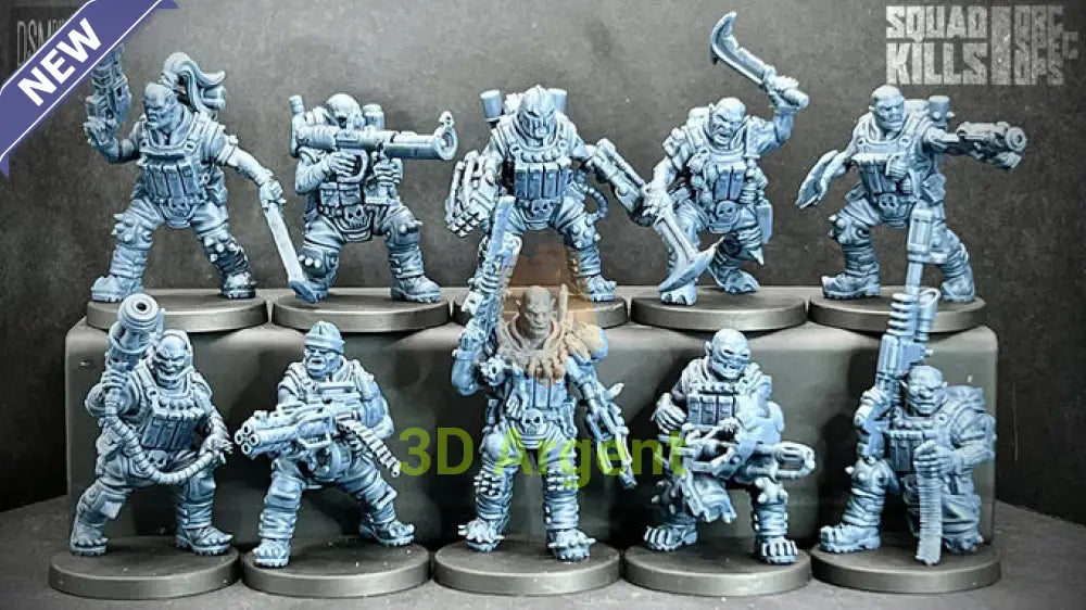Orc Spec-Ops – David Sheff Models – 3D Printed Resin Miniatures – Sci-Fi 28mm Heroic Scale 10-Man Commando Squad Toys &