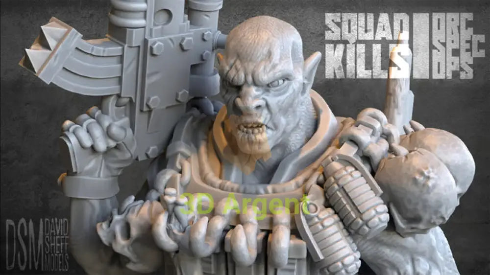 Orc Spec-Ops – David Sheff Models – 3D Printed Resin Miniatures – Sci-Fi 28mm Heroic Scale Toys & Games:Wargames &