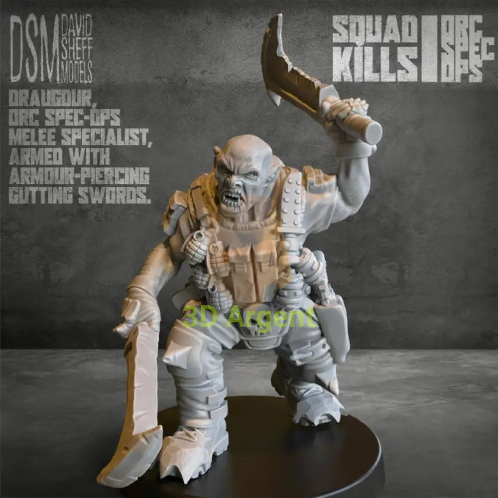 Orc Spec-Ops – David Sheff Models – 3D Printed Resin Miniatures – Sci-Fi 28mm Heroic Scale Toys & Games:Wargames &