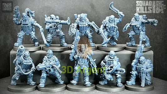 Orc Spec-Ops – David Sheff Models – 3D Printed Resin Miniatures – Sci-Fi 28mm Heroic Scale 10-Man Commando Squad Toys &