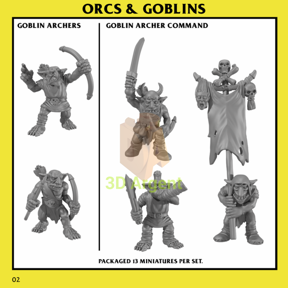 Goblin Archers Unit – angle 3, Monstrous Encounters 32mm resin miniatures