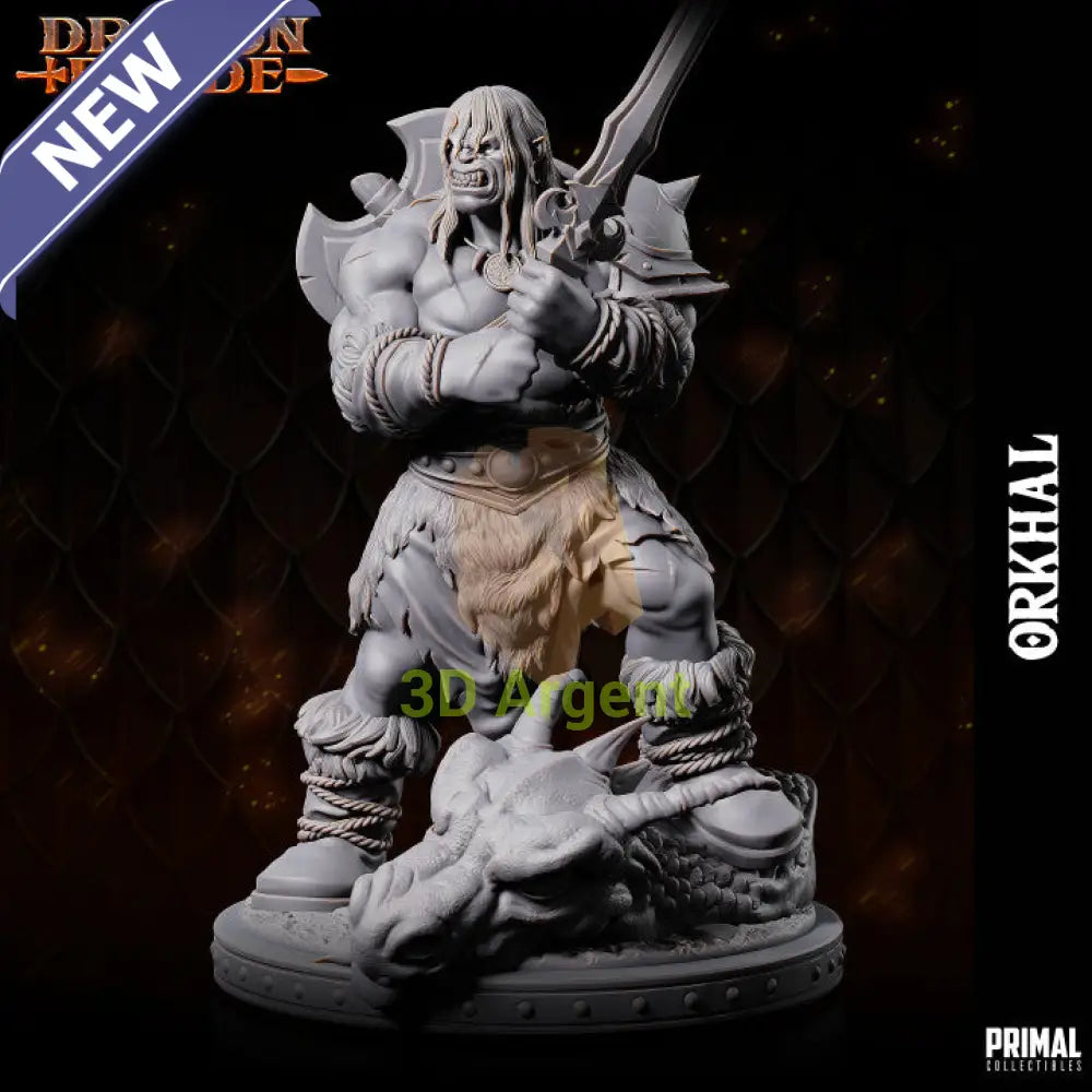 Orkhal Orc Barbarian – Dragonblade – Primal Collectibles Resin Mini - Toys & Games:Wargames &