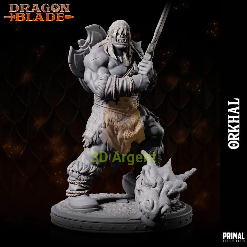 Orkhal Orc Barbarian – Dragonblade – Primal Collectibles Resin Mini - Toys & Games:Wargames &