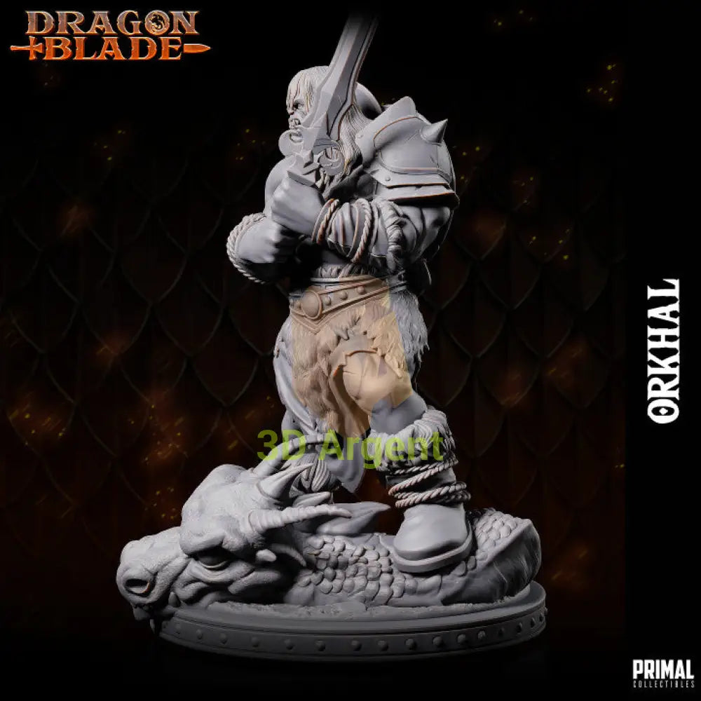 Orkhal Orc Barbarian – Dragonblade – Primal Collectibles Resin Mini - Toys & Games:Wargames &