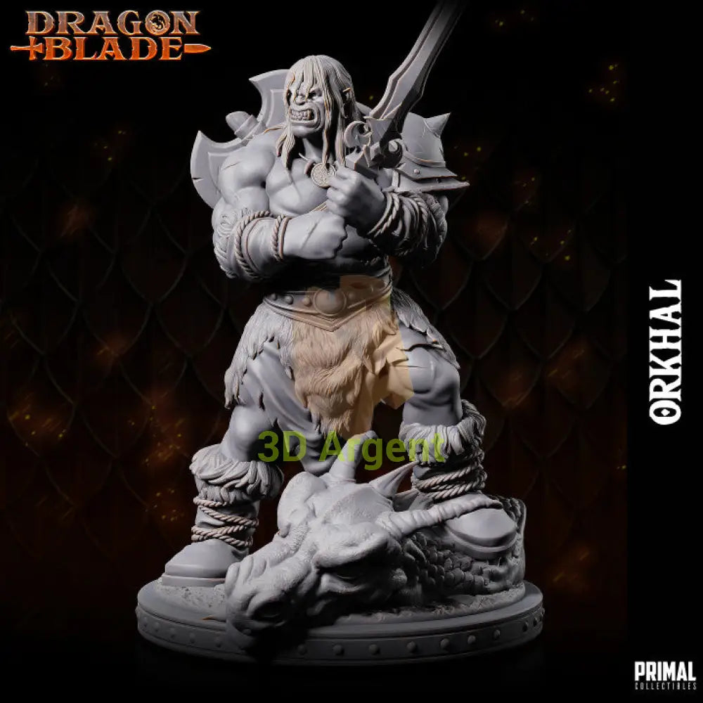 Orkhal Orc Barbarian – Dragonblade – Primal Collectibles Resin Mini - Toys & Games:Wargames &