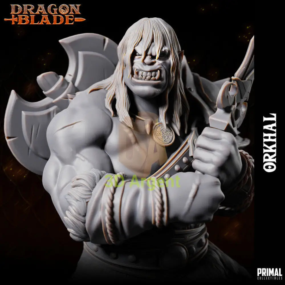 Orkhal Orc Barbarian – Dragonblade – Primal Collectibles Resin Mini - Toys & Games:Wargames &